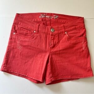 Seven 7  Jeans Denim Jean Shorts Coral Orange Stretch Cotton Beachy Distressed 8